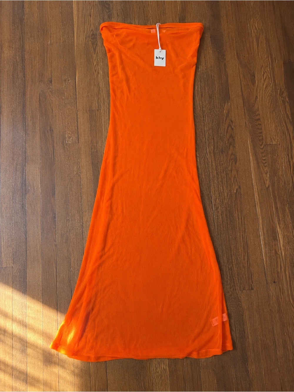 Khy Mesh Tube Midi Dress in Orange Sz XS NWT